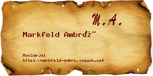 Markfeld Ambró névjegykártya